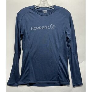 Norrona Womens Size S Blue Falketind Equaliser Merino Wool Baselayer Top (L9)